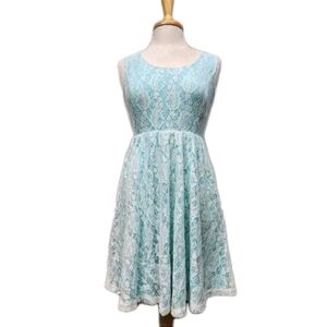 Italia Gogo Women's Lined Fit & Flare Lace Overlay Dress Size Medium 90s Y2K